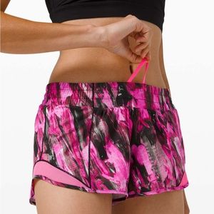 Pink and black lululemon hotty hot shorts